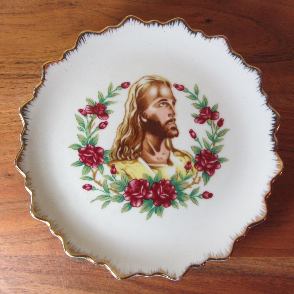 white jesus plate vintage Dan Brechner NY (W3708)